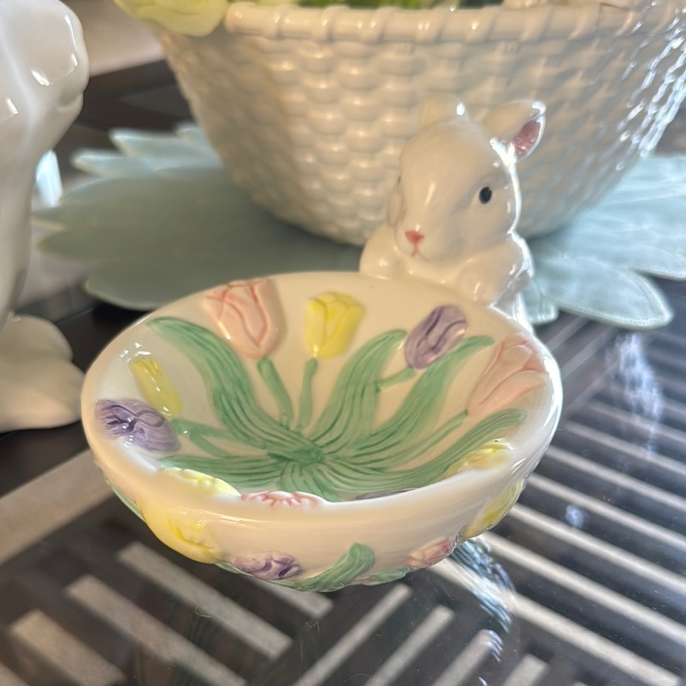 Floral Bunny Candy Dish